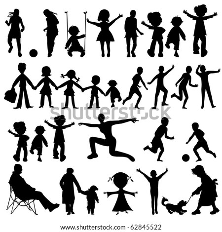 People Black Silhouettes Collection, Abstract Art Illustration; For ...