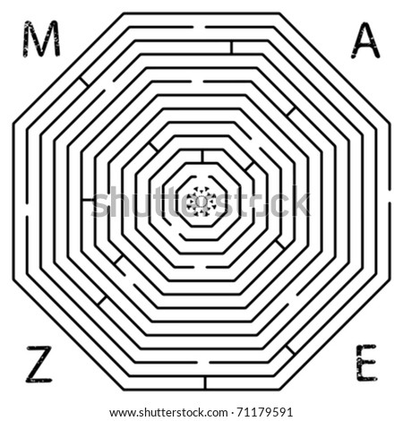 octagon maze against white background, abstract vector art illustration