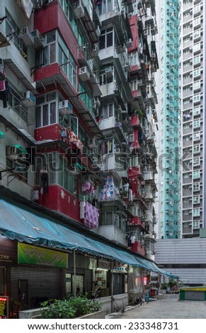 HONG KONG,CHINA - Oct 22 :Quarry Bay on October 22nd, 2014 in Hong Kong. Hong Kong has one of the highest per capita incomes in the world but has the largest income inequality among advanced economies