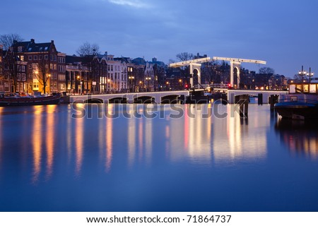 The Magere Brug (Skinny Bridge) on the Amstel river in the Netherlands