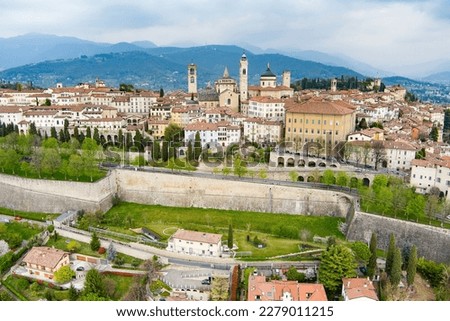 Image, Stock Photo Panorama over Bergamo, Italy