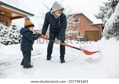 Similar – Image, Stock Photo Snow shoveling