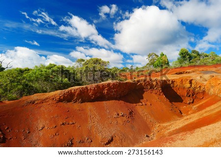 Famous red dirt of Waimea Canyon in Kauai, Hawaii