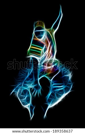 FULL BODY FRACTAL ABSTRACT SHOT OF A PERSON ISOLATED ON BLACK