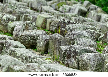 INGAPIRCA RUINS IN ECUADOR, STONES FROM TEMPLE OF THE SUN WHERE STOLEN BY LOCAL PEOPLE AND RETRIEVED BY THE GOVERNMENT
