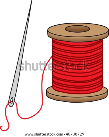 Clipart Illustration Of A Sewing Needle And A Spool Of Red Thread ...