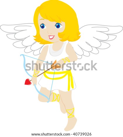 Clip Art Illustration Of A Little Girl Cherub Holding A Bow And Arrow ...