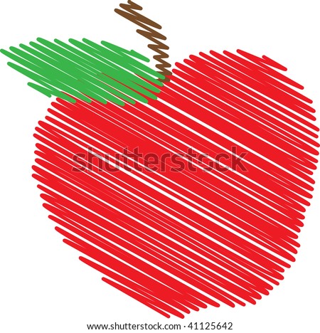 Clip art illustration of an apple.