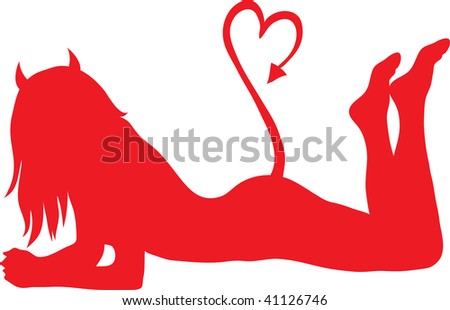 Clip art illustration of a sexy devil girl