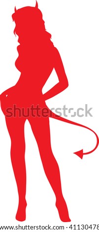 Clip art illustration of a sexy devil woman.