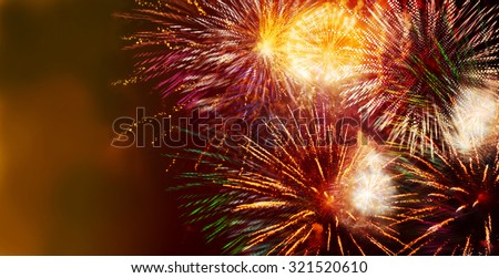 stars and lights pattern of bright sparkling colorful fireworks with colorful stars and circle shapes added