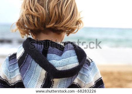 Similar – Image, Stock Photo Little shy child alone and lonely in the house