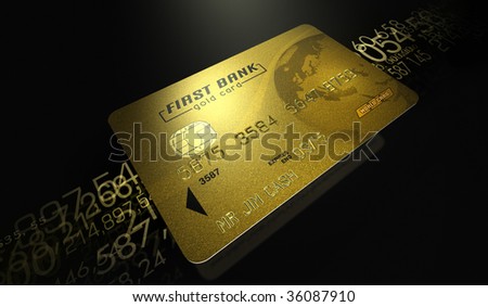 illustration about a gold card on a black background