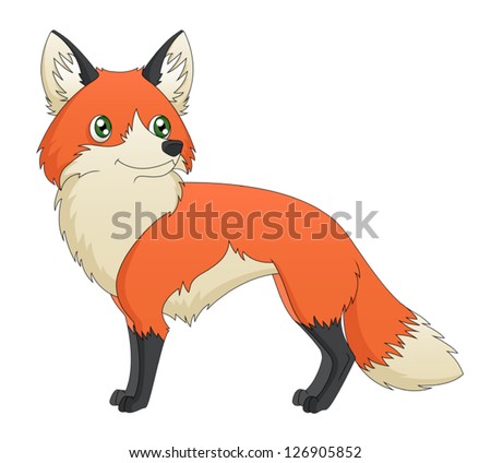 An illustration depicting a cute red fox cartoon. Eps 8 Vector.