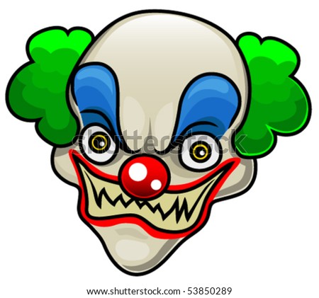 A Very Detailed Cartoon Halloween Clown Head Or Mask Stock Vector ...