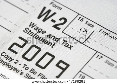 Macro shot of a W-2 Tax statement.