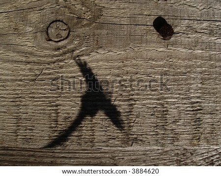 shadows on old rotten board in sunny light