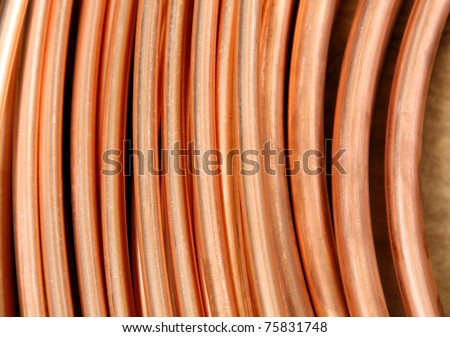 close-up copper pipes background, pattern