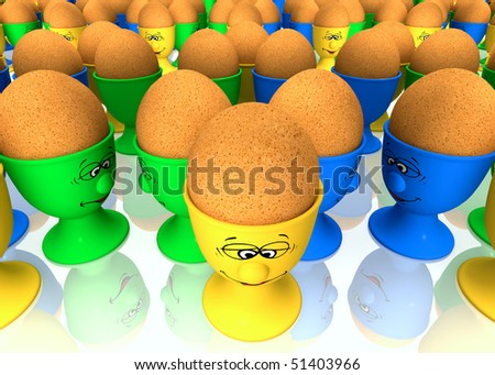 Many boiled eggs on a support