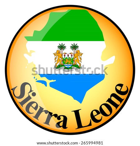 orange button with the image maps of button Sierra Leone in the form of national flag