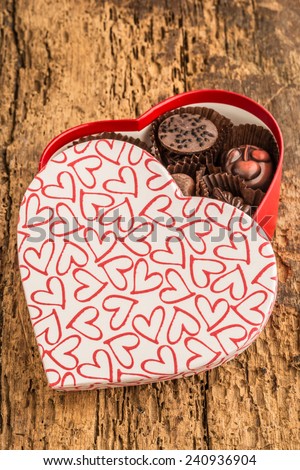 chocolates in a heart shaped box