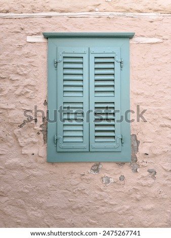 Similar – Image, Stock Photo old closed shutters with flaking white lacquer and rusty hinges in brick facade with partly missing plaster that have seen better days ;old