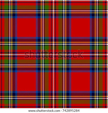 Scottish plaid in classic colors. Royal Stewart tartan seamless pattern Foto d'archivio © 