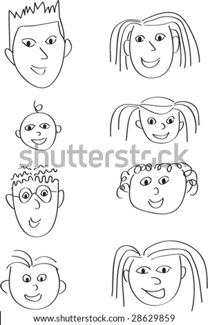 Cartoon Heads Of Smiling Family Members Stock Vector Illustration ...