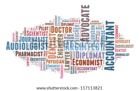 Profession in word collage
