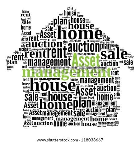 Asset Management in word collage compose in house shape