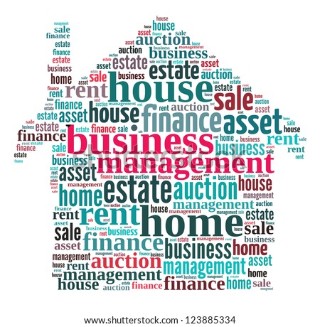 Business Management in word collage composed in house shape