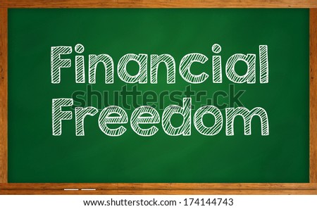 Debt-free concept. Financial freedom written on chalkboard