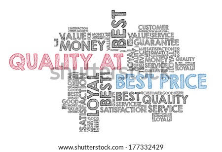 Quality at best price in word cloud