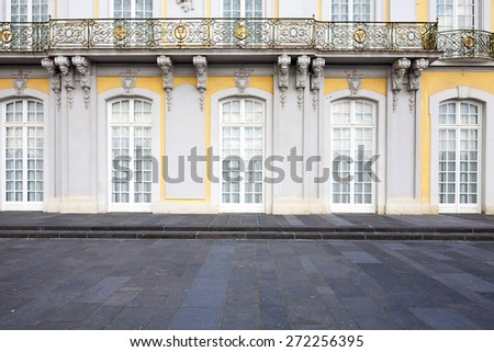 sumptuous castle windows and balcony as background