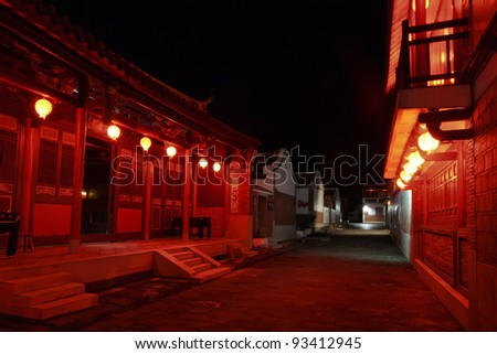 Taiwan traditional house at night