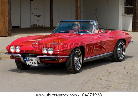 PAAREN IM GLIEN, GERMANY - MAY 26: Car Chevrolet Corvette C2 Sting Ray Convertible, \