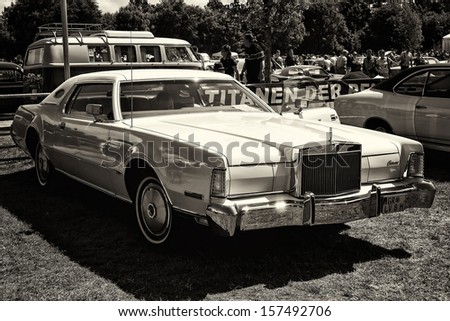 PAAREN IM GLIEN, GERMANY - MAY 19: Personal Luxury Car Lincoln Continental Mark IV, sepia, \
