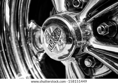 PAAREN IM GLIEN, GERMANY - MAY 19: Cragar Wheel Drive car Ford Mustang, (black and white), \