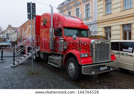 POTSDAM, GERMANY - DECEMBER 10: Coca-Cola iconic Christmas truck at \
