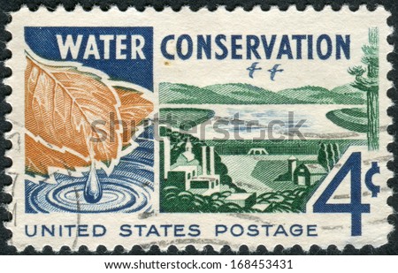 USA - CIRCA 1960: A postage stamp printed in USA, Water Conservation Issue, shows Water, from Watershed to Consumer, circa 1960