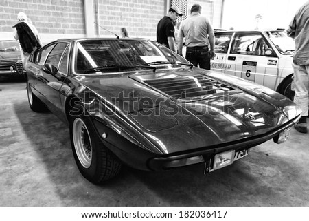 PAAREN IM GLIEN, GERMANY - MAY 19: Sport coupe Ferrari Dino 208 GT4, black and white, \