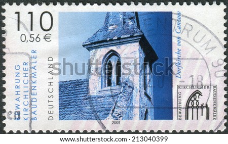 GERMANY - CIRCA 2001: Postage stamp printed in Germany, shows a Canzow Village church, circa 2001
