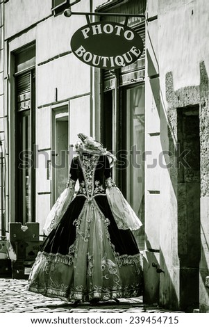 PRAGUE, CZECH REPUBLIC - SEPTEMBER 18, 2014: Photo boutique in Old Town. Stylization. Toning. Prague is the capital and largest city of the Czech Republic.
