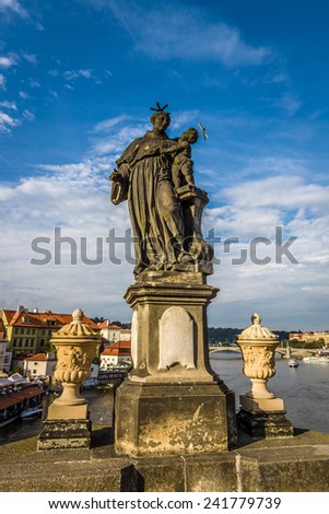 PRAGUE, CZECH REPUBLIC - SEPTEMBER 19, 2014: Sculpture of Saint Anthony of Padua on the Charles Bridge in Prague. Czech Republic.