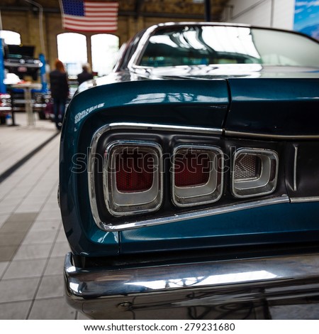BERLIN - MAY 10, 2015: Stoplight of the Dodge Charger RT. 28th Berlin-Brandenburg Oldtimer Day