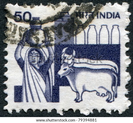 INDIA - CIRCA 1982: A stamp printed in India, is dedicated to the dairy industry, circa 1982
