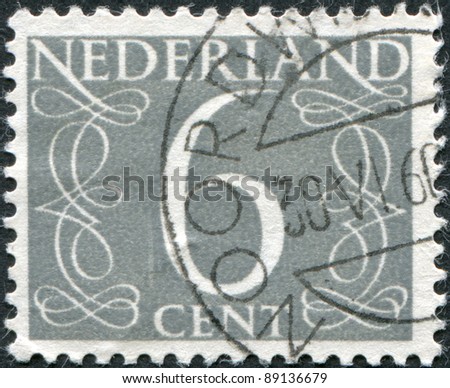 NETHERLANDS - CIRCA 1954: A stamp printed in the Netherlands, shows the value of a postage stamp, circa 1954