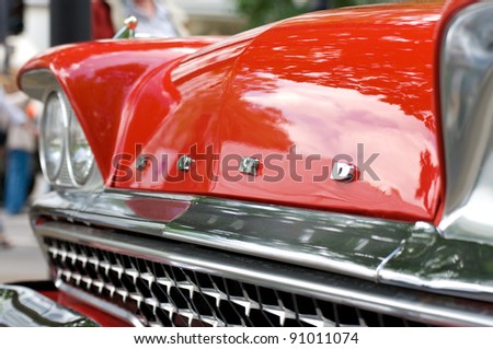 BERLIN - MAY 28: Car Ford Fairlane 500 Skyliner, a fragment, the exhibition \