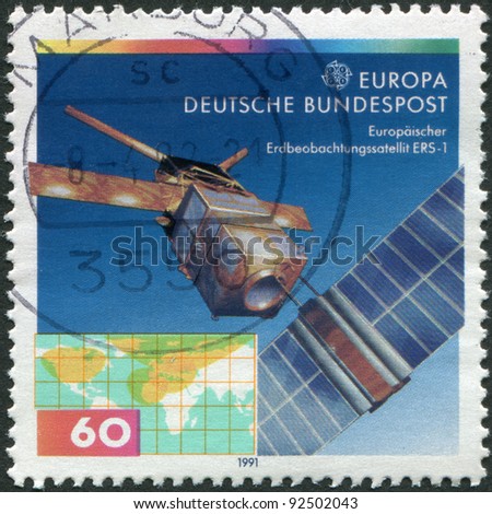 GERMANY - CIRCA 1991: A stamp printed in the Germany, shows the ERS-1 (European Remote-Sensing Satellite), circa 1991