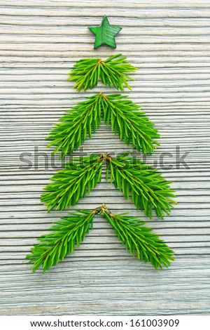 Christmas tree formed from pine branches